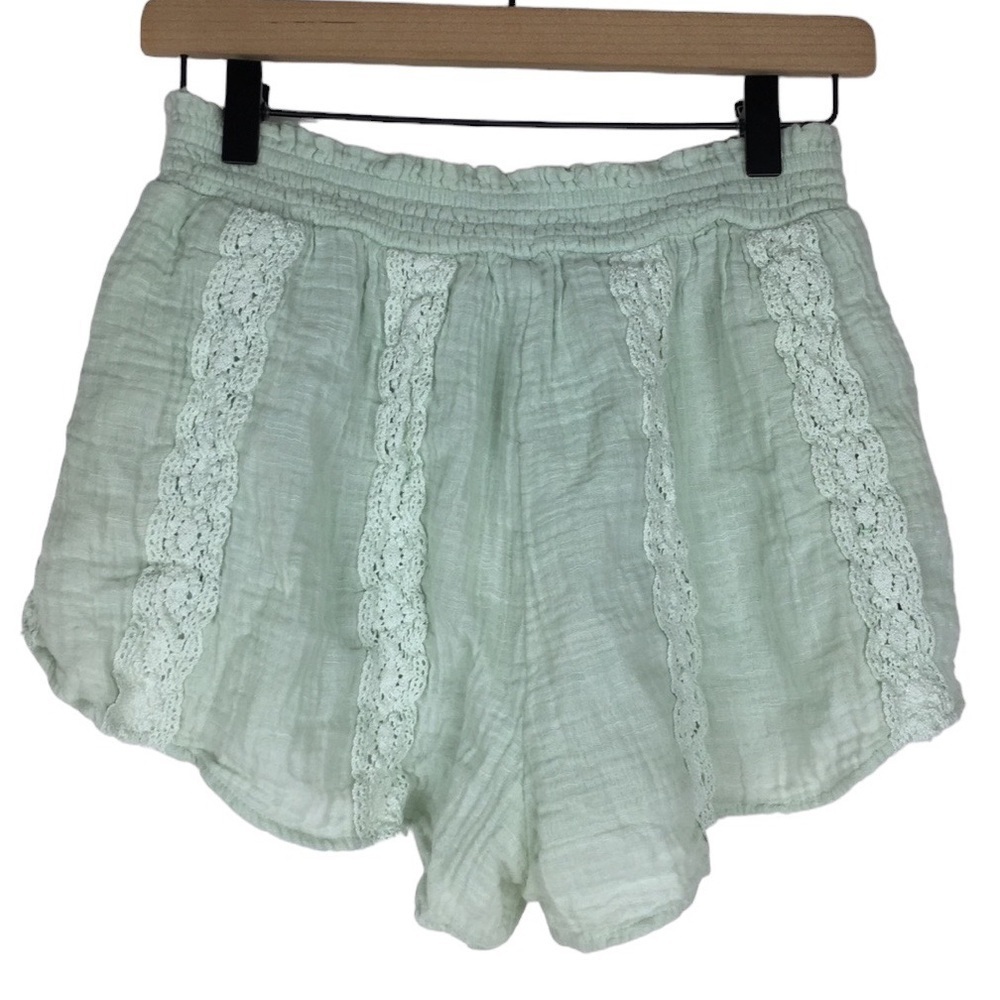 AMERICAN EAGLE Shorts Drawstring Elastic Waist Lace Boho Mint Green Size Small - Picture 3 of 9